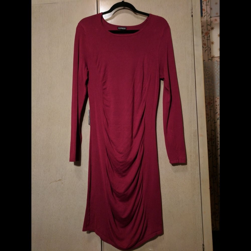Red Express Long sleeved midi Bodycon Dress